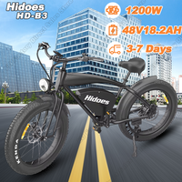 Hidoes HD-B6 Electric Bicycle 1200W Powerful Motor 48V18.2AH Battery Aluminum Alloy Electric Bike 20*4.0In Fat Tire City Ebike