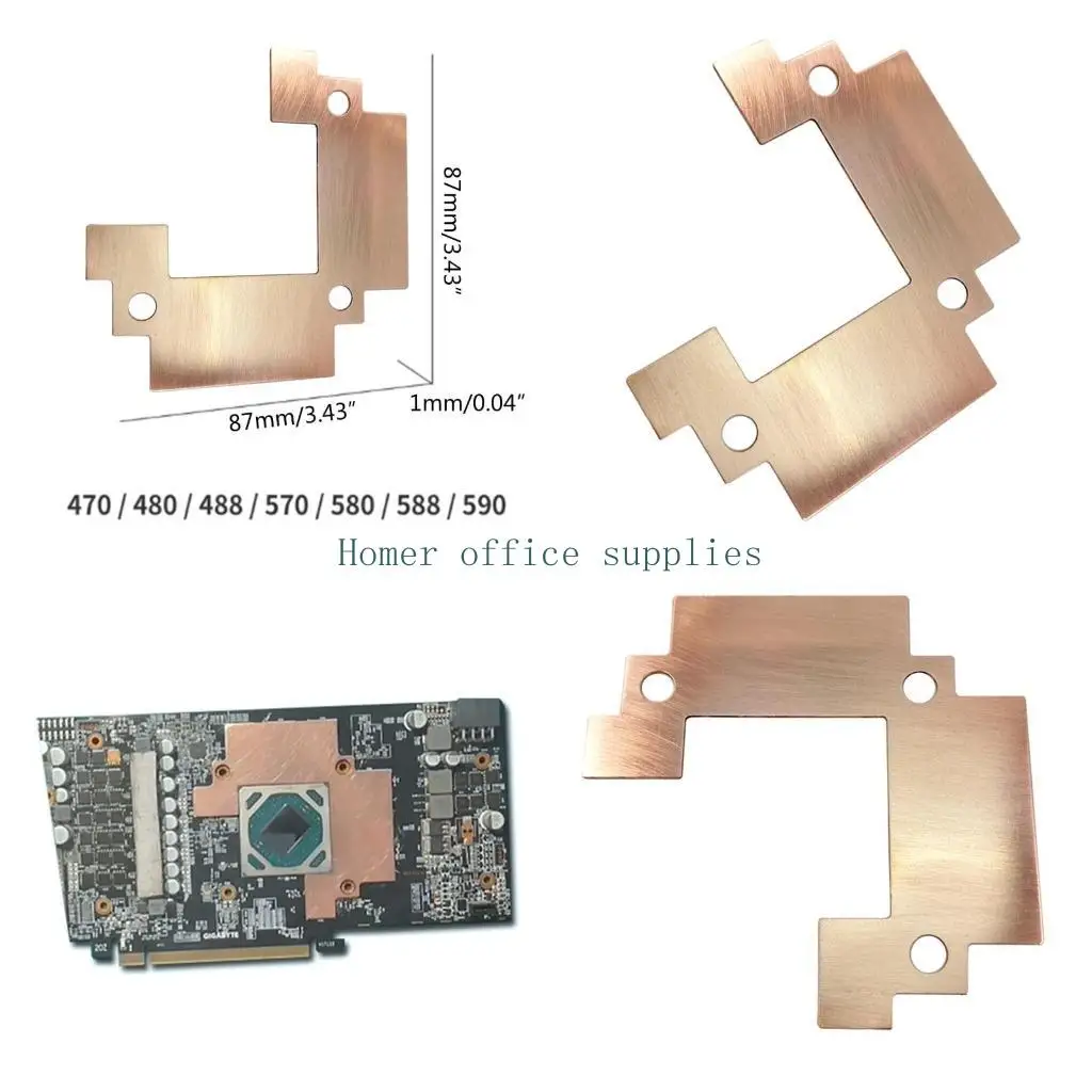 

K43B Графический процессор VRAM Медный радиатор видеокарты Медный радиатор Охладитель Термопрокладка 488