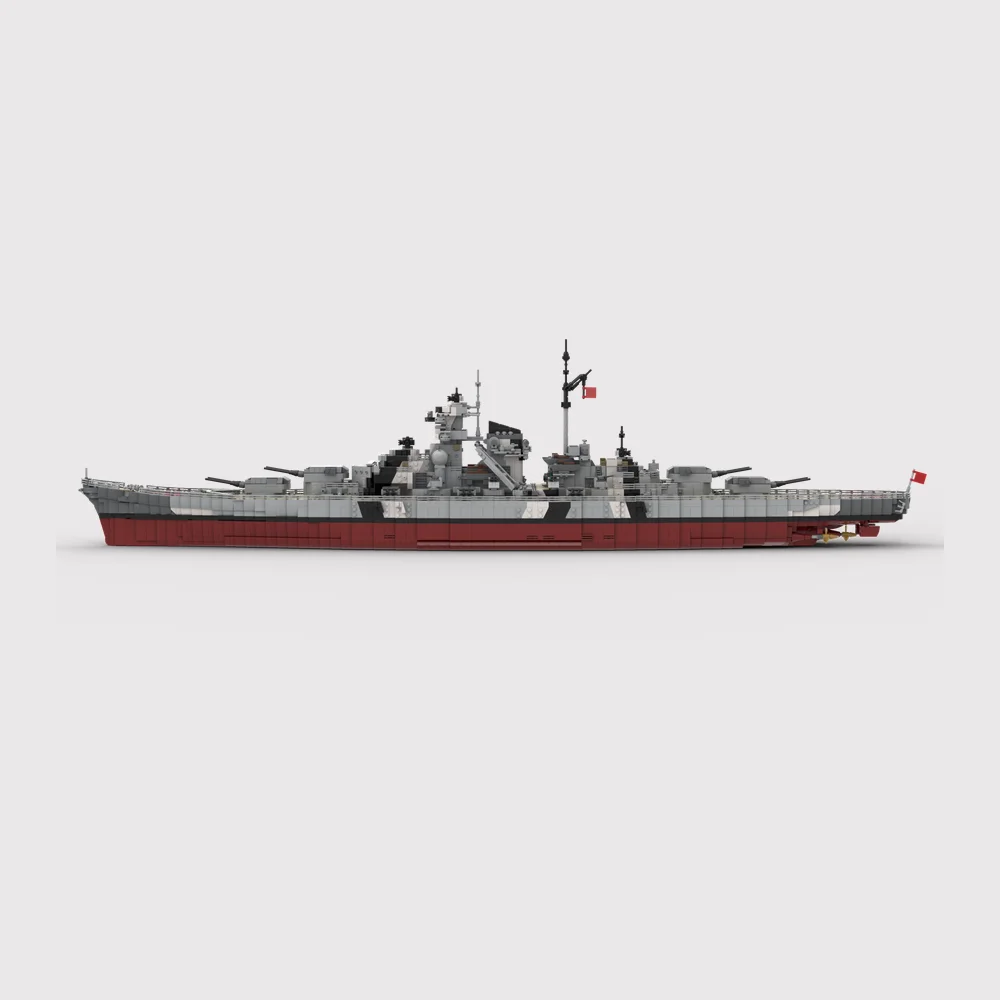 7164PCS WW2 Military MOC 1:200 scale Bismarck heavy cruiser Model creative ideas high-tech ChildToy birthdayGift Building blocks