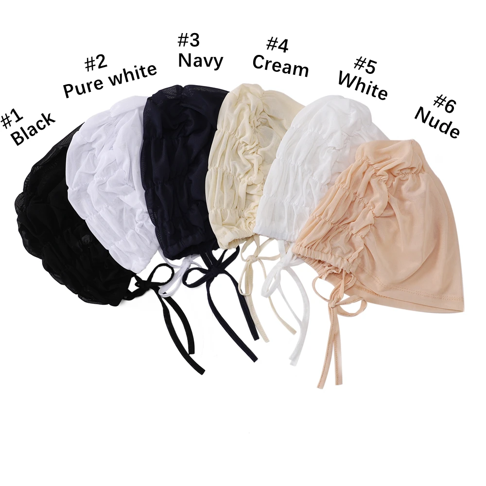 Breathable Hijab Undercap Summer HeadCover Instant Mesh Bonnet Hijabs for Women Muslim Turbans Inner Cap Thin Muslim Women Hijab