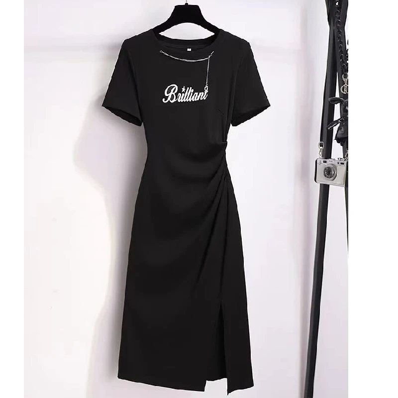 Décontracté Bla Slim Fit été nouveau Hebe Sle femmes Dr fente irrégulière t-shirt enveloppant autour de la jupe taille moyenne régulière Sve