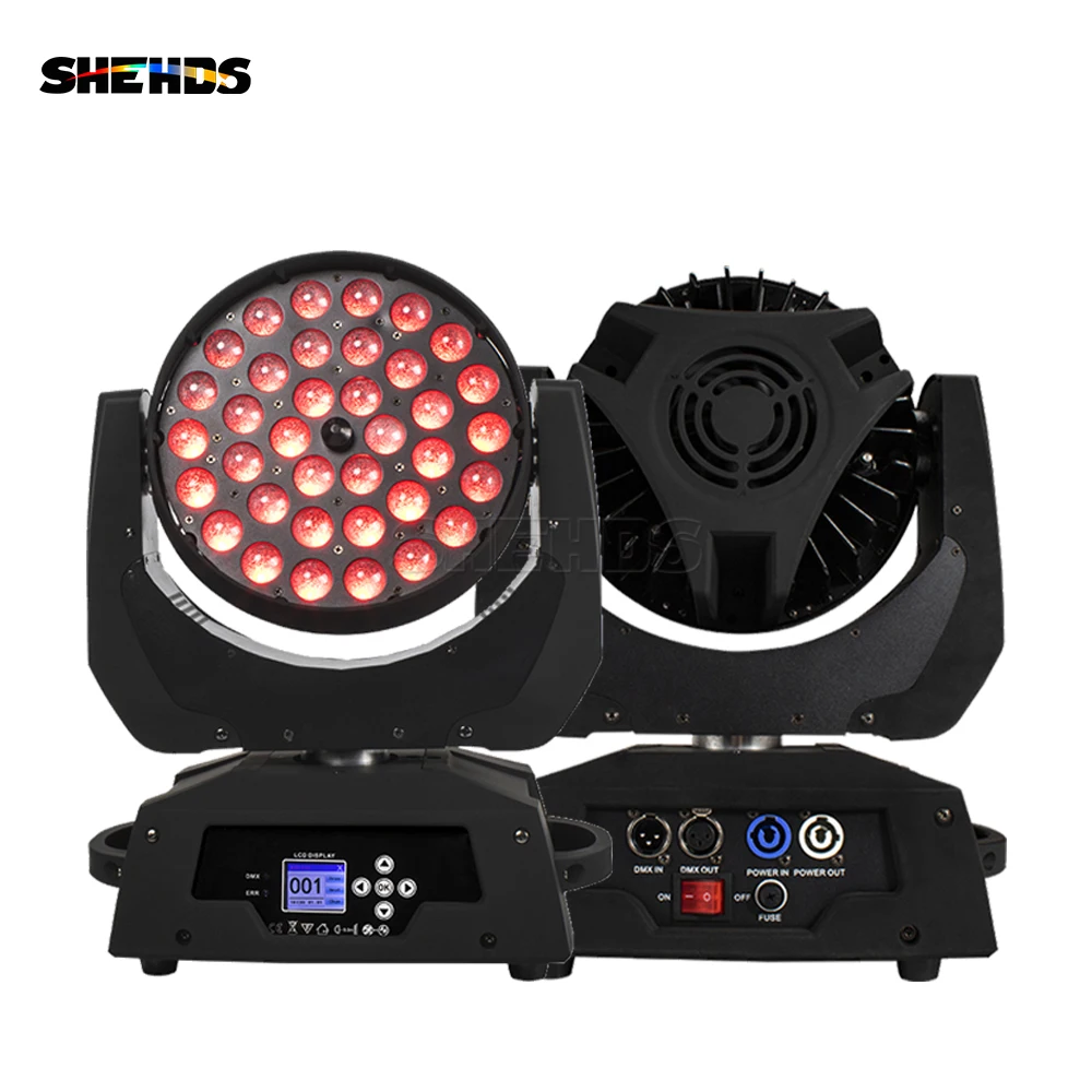 SHEHDS New Arrivals 1/2PCS Wash LED 36X18W RGBWA+UV Button Version Zoom Lyre Moving Head Light For DJ Disco Stage