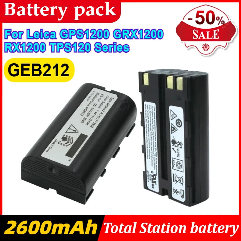 

GEB212 Battery for Leica GPS1200 GRX1200 RX1200 TPS120 Series Total Station Accessories & Parts Rechargeable 7.4V 2600mAh