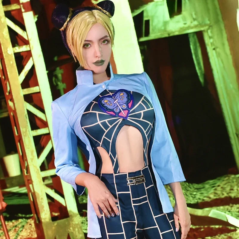 Anime JoJo's Bizarre Adventure Stone Ocean Cujoh Jolyne Cosplay Costume Jolyne Kujo Cosplay Halloween Party Uniforms Custom Made