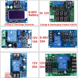 12V/24V/48V 10A/30A Lithium Battery Charge Discharge Controller Protection Board Low Voltage Cut Off Disconnect Module LED Show