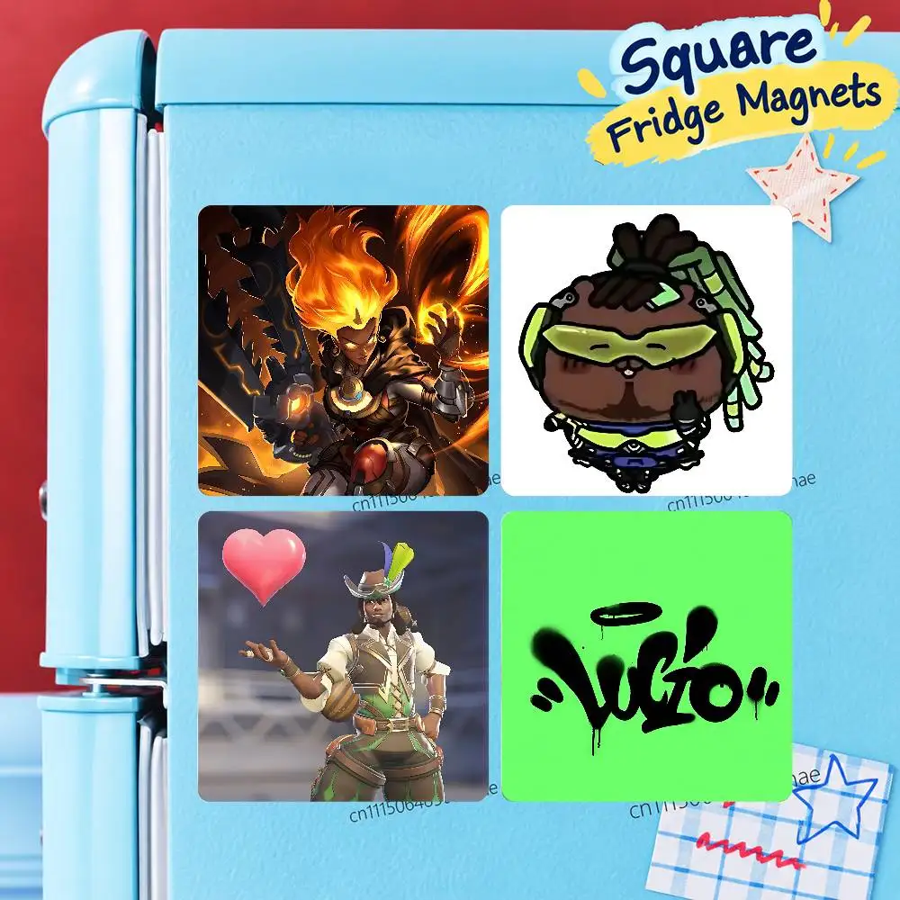 For Overwatch Lucio Square Fridge Magnet Print Refrigerator Magnet Soft PVC Magnetic Sticker Kitchen Home Decor Souvenir
