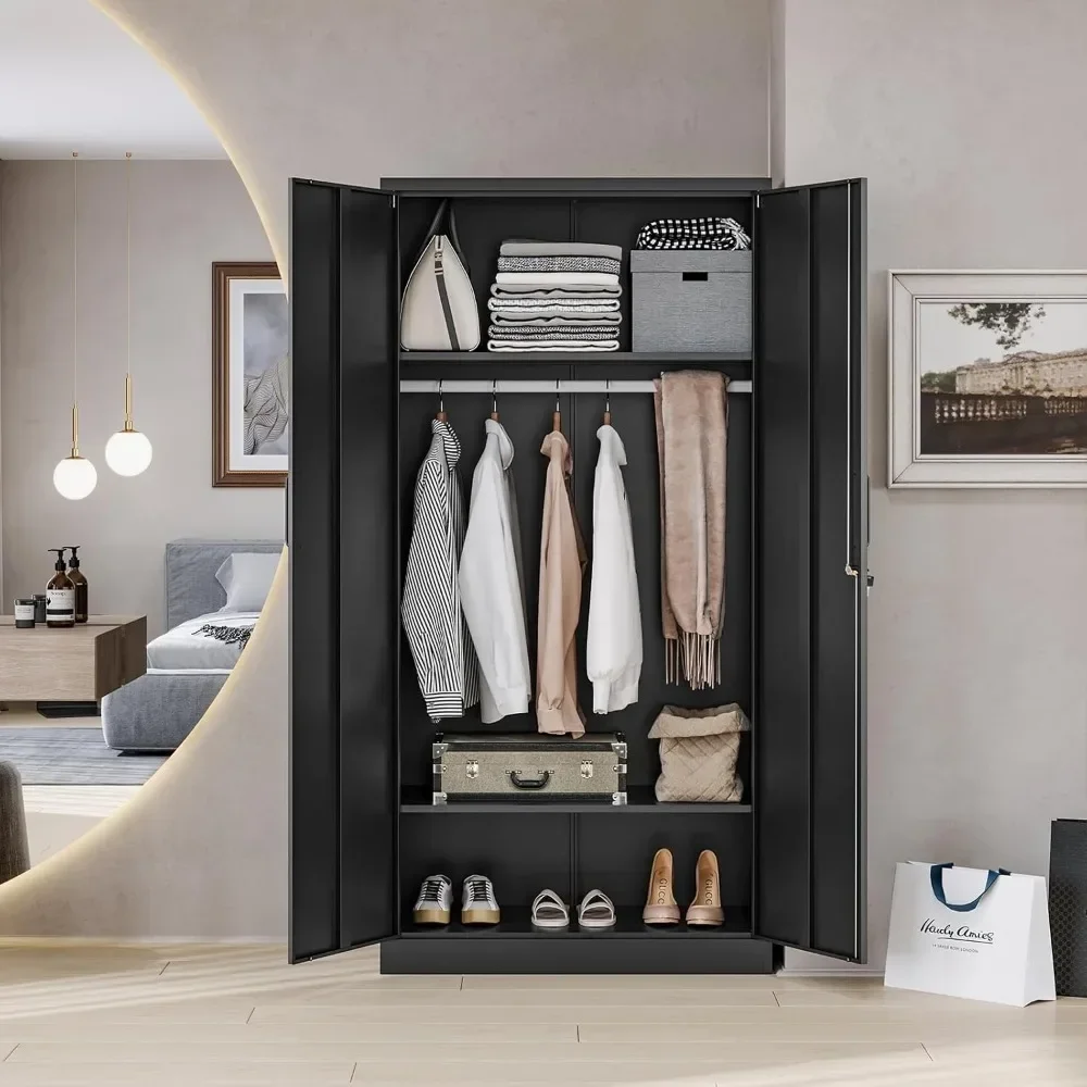 # Pour Armoire en acier pour vêtements, armoire à vêtements, armoire pour bureau à domicile et chambre à coucher, étagères et Han