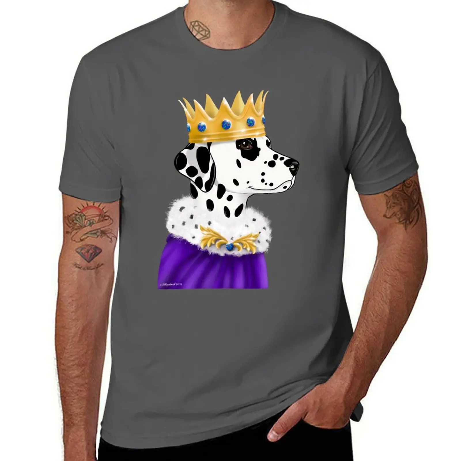 Dalmatian If the Crown Fits black spotted T-Shirt animal prinfor boys funny costumes Men's t shirts