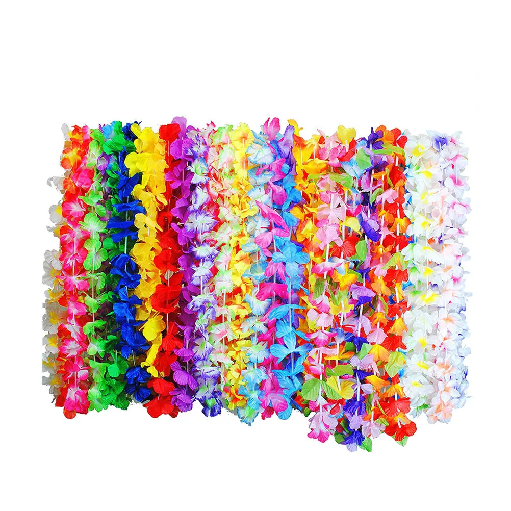 

36 pcs Flower Garland Artificial Hawaii Hanging Garland Colorful Lei Wreath For Party Wedding Beach Birthday Decor Mixed