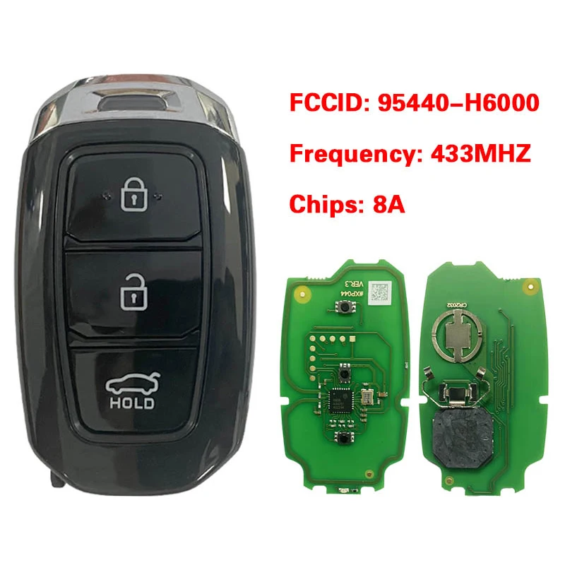 

CN020289 Aftermarket FCCID 95440-H6000 Smart Key For Hyundai Accent 2018-2019 Keyless Remote Control Fob 8A Chip 433MHz 3 Buton