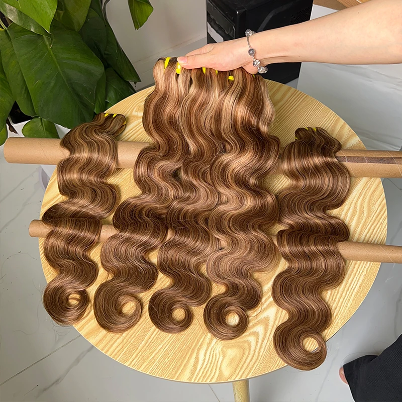 Klasa 12A P4/27 Zestawy kolorów Ombre Body Wave 100% surowe doczepy z ludzkich włosów Miodowy blond Wyróżnij pasma splotów ludzkich włosów