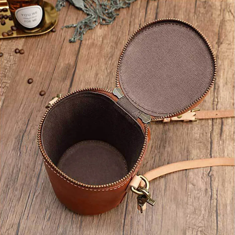 Bolsa de telefone em formato de barril, vintage, couro de vaca genuíno, carteiras de armazenamento, mulheres, moda ao ar livre, chique, sólida, pequena, bolsa de ombro crossbody