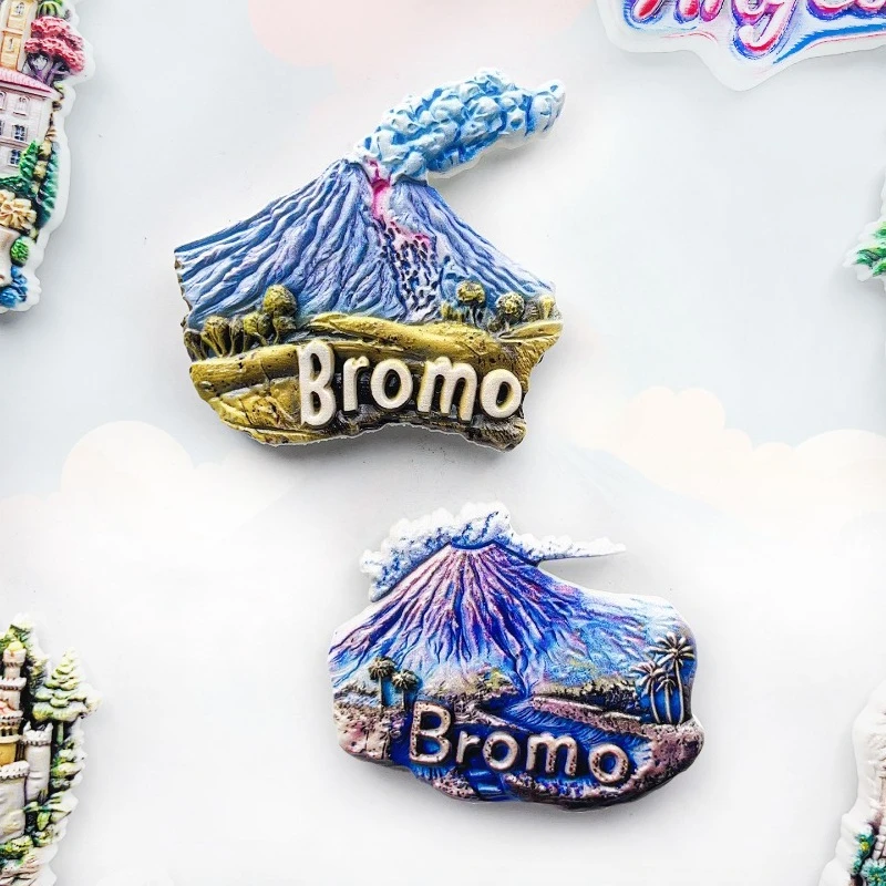 Indonesia Volcanic Relics Refrigerator Stickers Borobudur Creative Magnetic Stickers Tourist Souvenirs Home Decoration