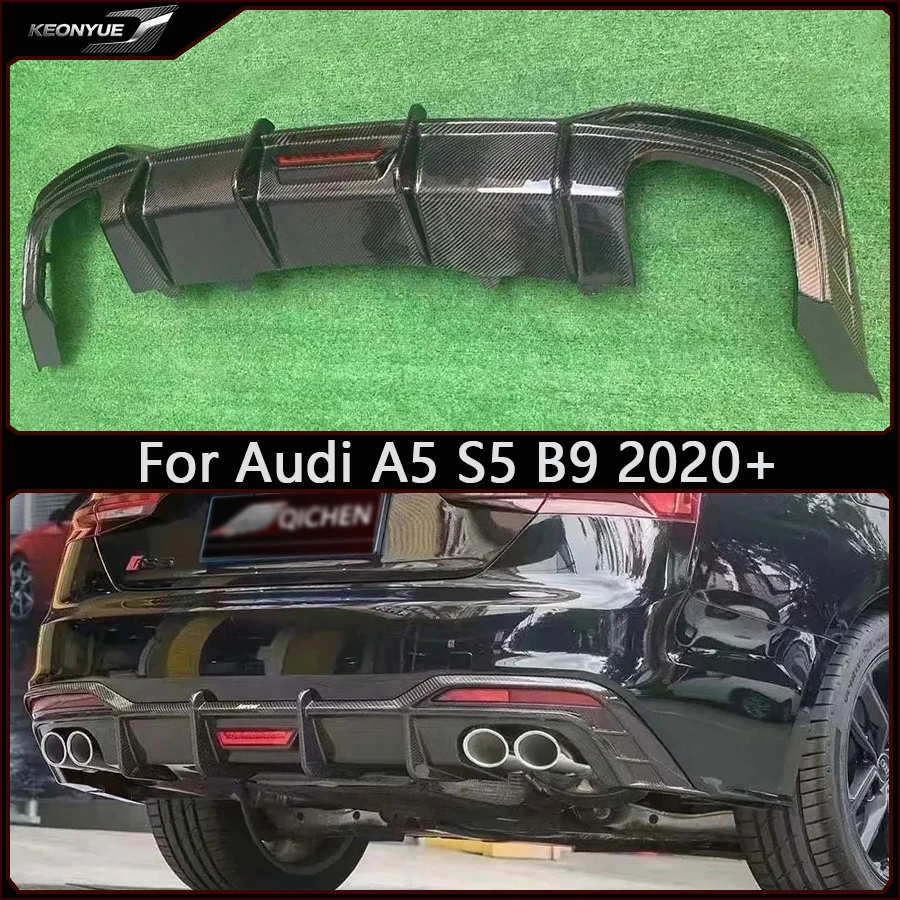 For Audi A5 S5 B9 2020+ Carbon Fiber Back lip Car Rear Bumper Diffuser Rear Splitters Spoiler Car Accessories body kit