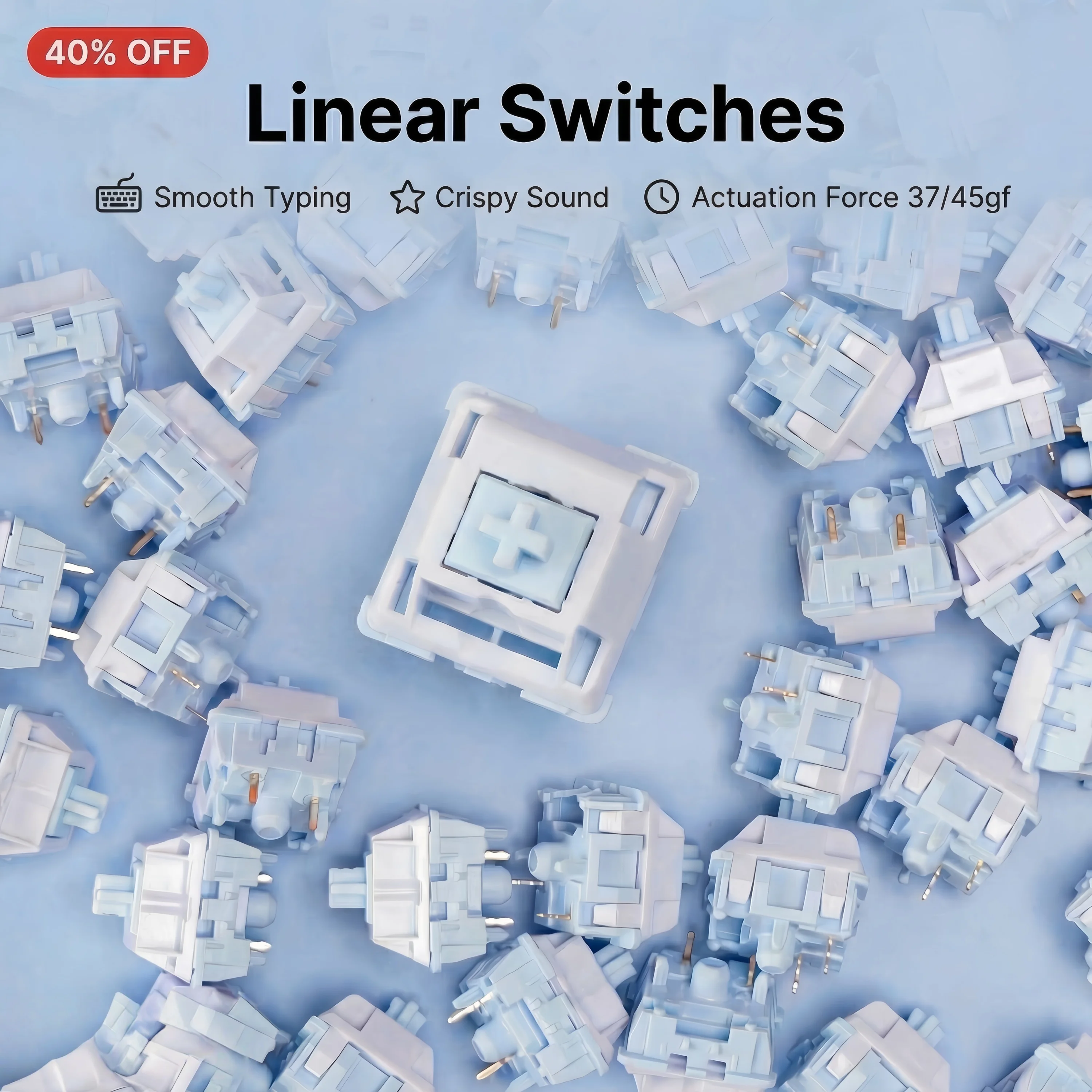 

BaoBao Dragon 5-Pin Linear Switch 37/45g Torque Factory-Lubricated Compatible with MX Mechanical Keyboards