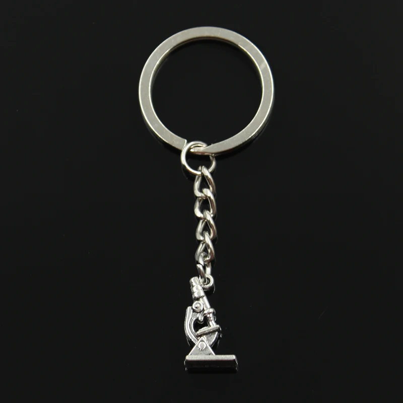 Fashion 30mm Key Ring Metal Key Chain Keychain Jewelry Antique Silver Color Plated Microscope Instrument 21x11x8mm Pendant