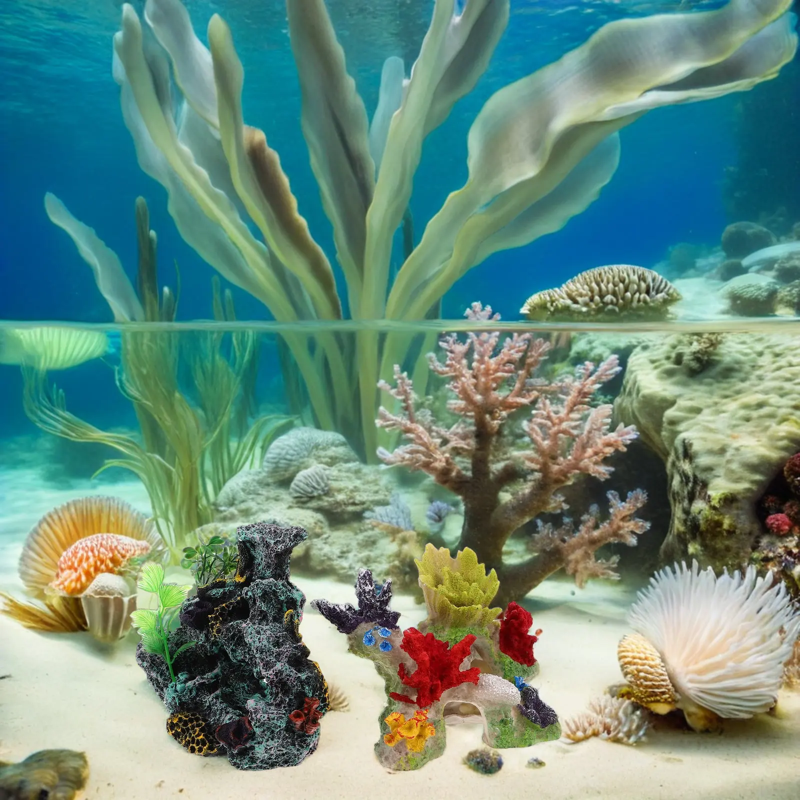 Marine Life Aquariums - 2pcs Aquarium Coral Reef Decor Ornaments