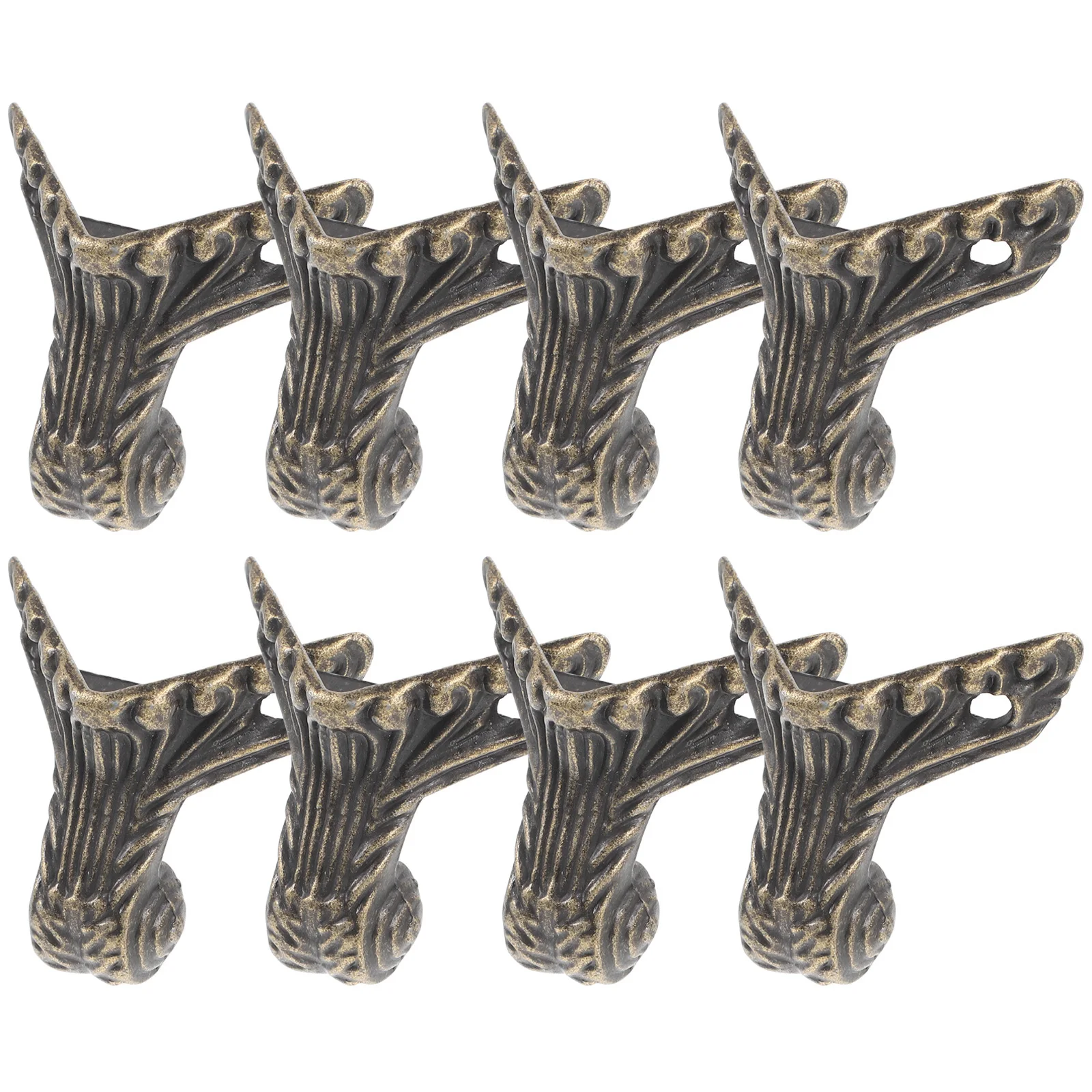 

8Pcs Vintage Furniture Legs Zinc Alloy Bottom Corners Stable Decorative Small Furniture Feet for Home Metal Box Corners