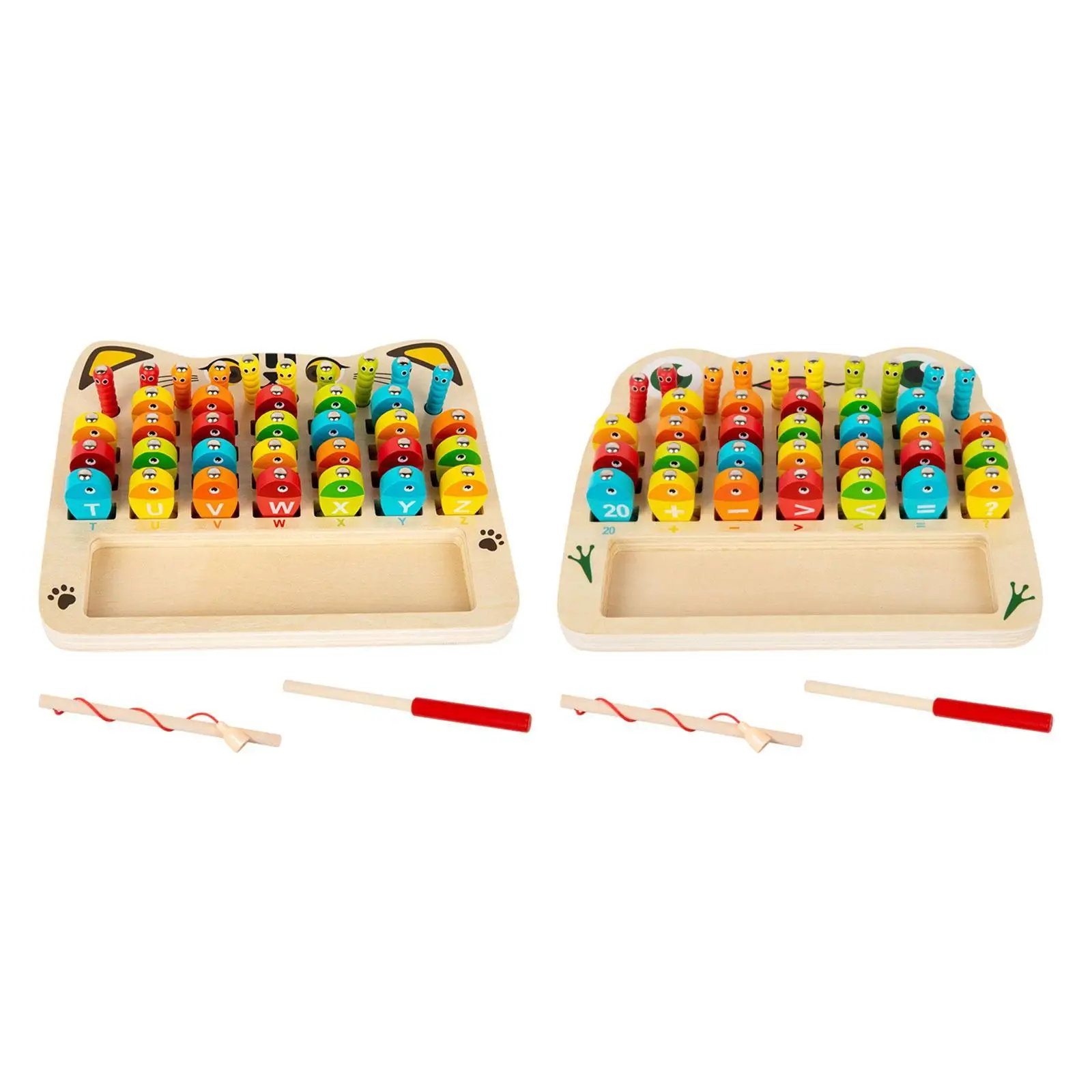 Wooden Fishing Game Board Game Toy Fine Motor Skill Toy Color Sorting Puzzle for Boys Girls Preschool Kids Children Party Favors