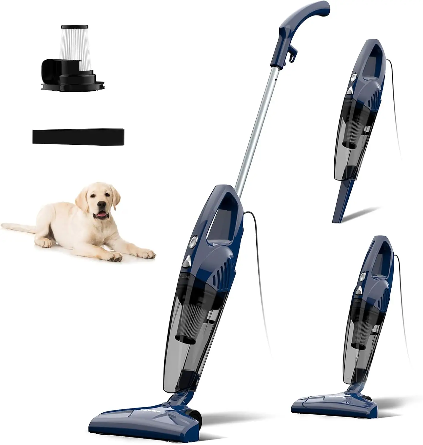 Aspirador de pó com fio, 3 em 1, leve, sucção poderosa de 600 W, capacidade de 0,7 L para casa, carpete, piso duro, carro e animal de estimação Ha