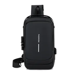 Homem anti roubo saco de peito com carregamento usb mochila crossbody para viagens curtas mensageiros ginásio estilingue esportes moto