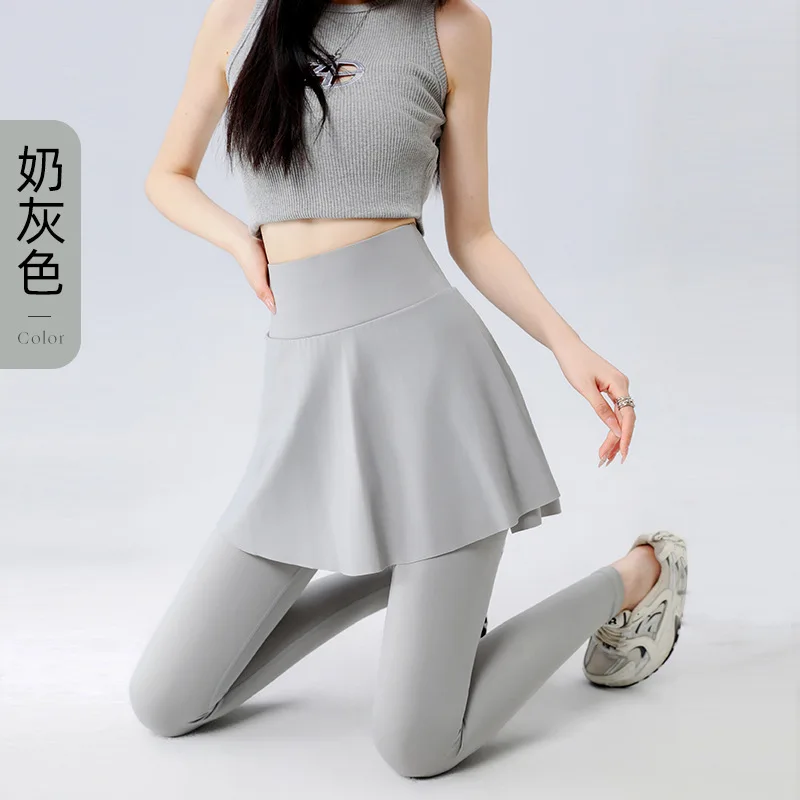 Yoga dames hoge taille afslanken hardlopen fitness haaienbroek sportbroek lente en herfst vakantie tweedelige rokbroek