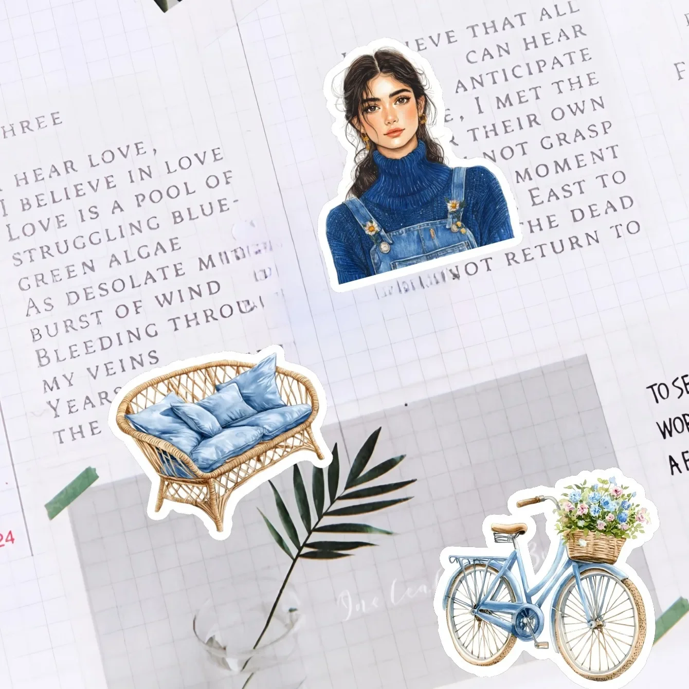 

16 шт., ретро в сельском стиле, весенний синий цветок, персонаж для девочек, наклейки, сделай сам, украшение для дневника, стиль альбома, канцелярские принадлежности, принадлежности для журналов