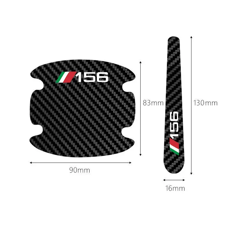 Carbon Fiber Car Side Door Handle Bowl Anti-Scratch Emblem Protective Stickers for Alfa Romeo 156 Logo Auto Exterior Decoration