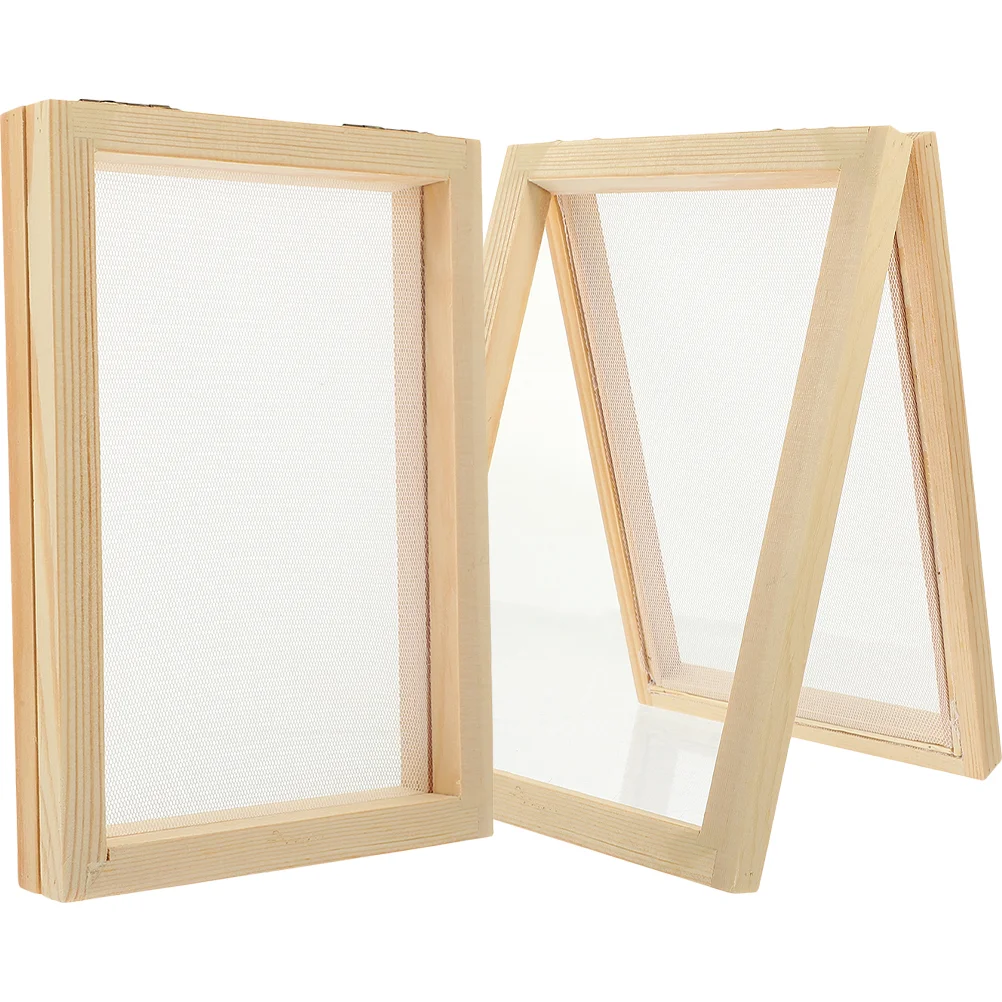 

2 Pcs Paper Frame Children Present DIY Craft Tools Wooden Screen Picture Handmade White Mold