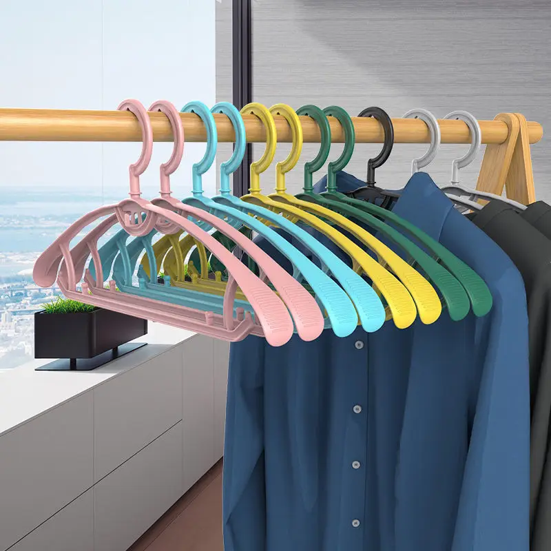 20pcs Pink Blue Clothes Hanger Household Non-slip Hanger Plastic Wide Shoulder Semi-circular Hanger Seamless Hanging Organizer