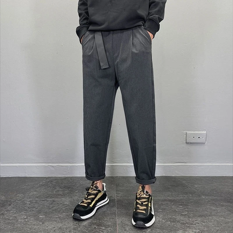 

9 Cropped Suit Trousers for Men Classic Anti-wrinkle Stylish Spring Clothes Offer Formal Luxury New in Dress Up Man Suits Pants