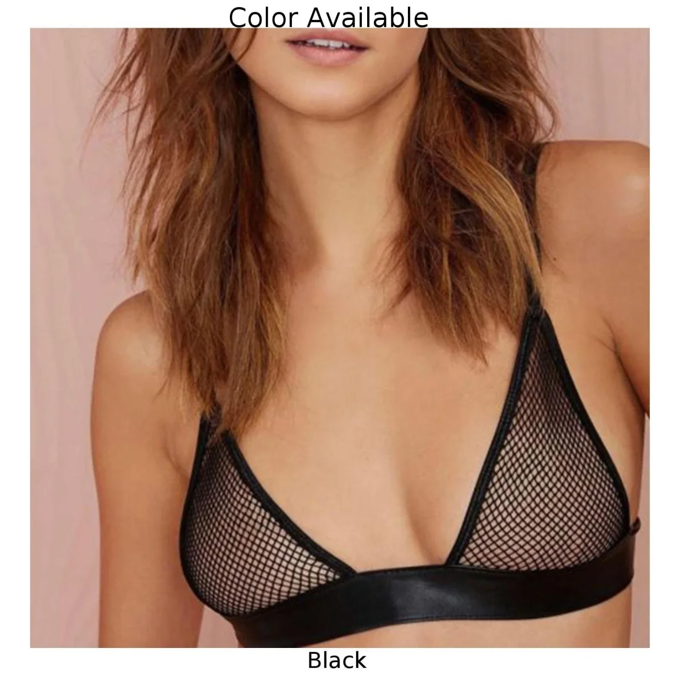 Brand New Women Crop Top Bras Black Bralette Lingerie Mesh See Through Sexy Fishnet Solid Color Spaghetti Straps