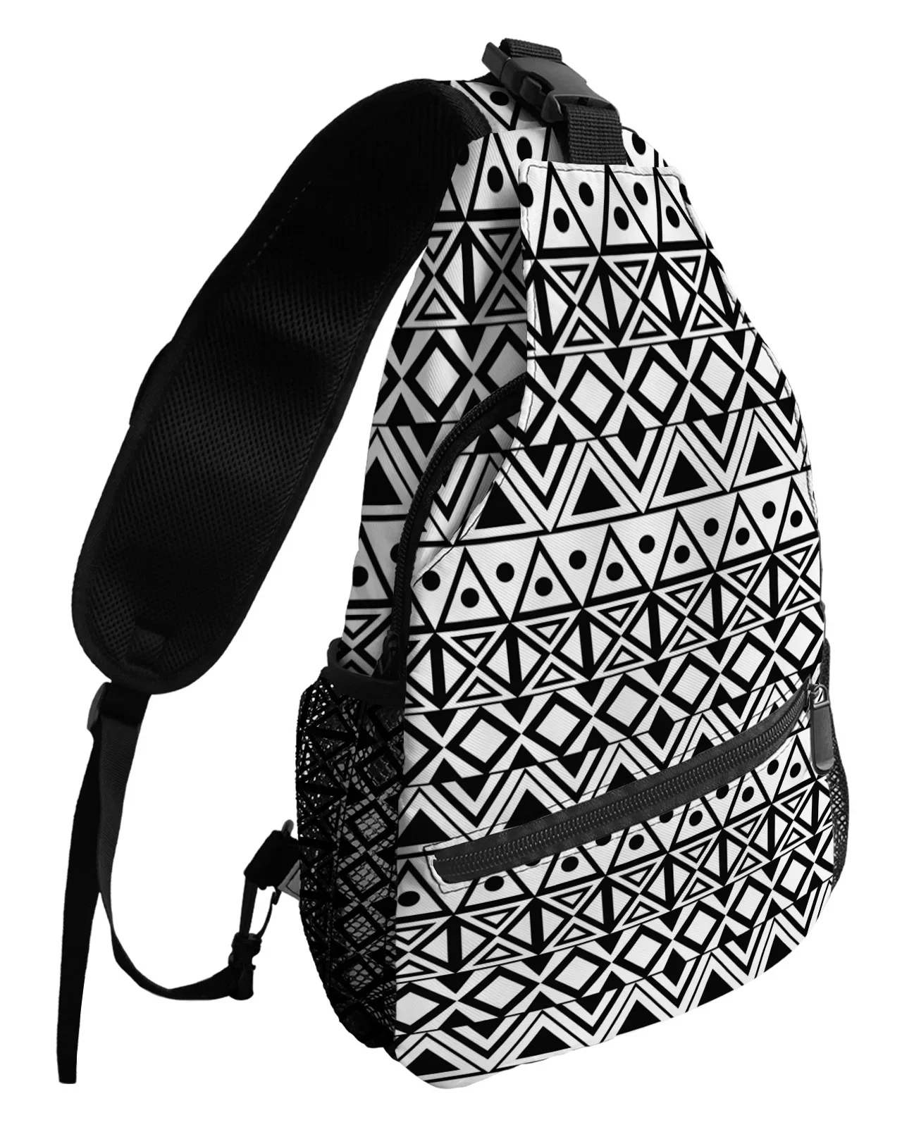 Bolsa de Peito Preto e Branco Tribal Africana para Homens e Mulheres, Esportes Casuais, Bolsa de Ombro, Viagem, Impermeável, Bolsa Mensageiro