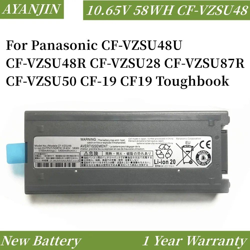 

10.65V 58WH CF-VZSU48 Laptop Battery For Panasonic CF-VZSU48U CF-VZSU48R CF-VZSU28 CF-VZSU87R CF-VZSU50 CF-19 CF19 Toughbook