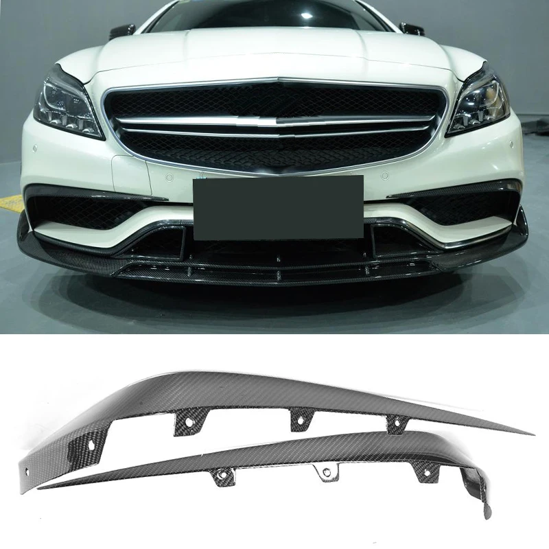 Carbon Fiber Front Bumper Flaps Canards For Mercedes Benz CLS Class W218 CLS63 AMG S Sedan 4 Door 2015-2017 Front Splitters FRP