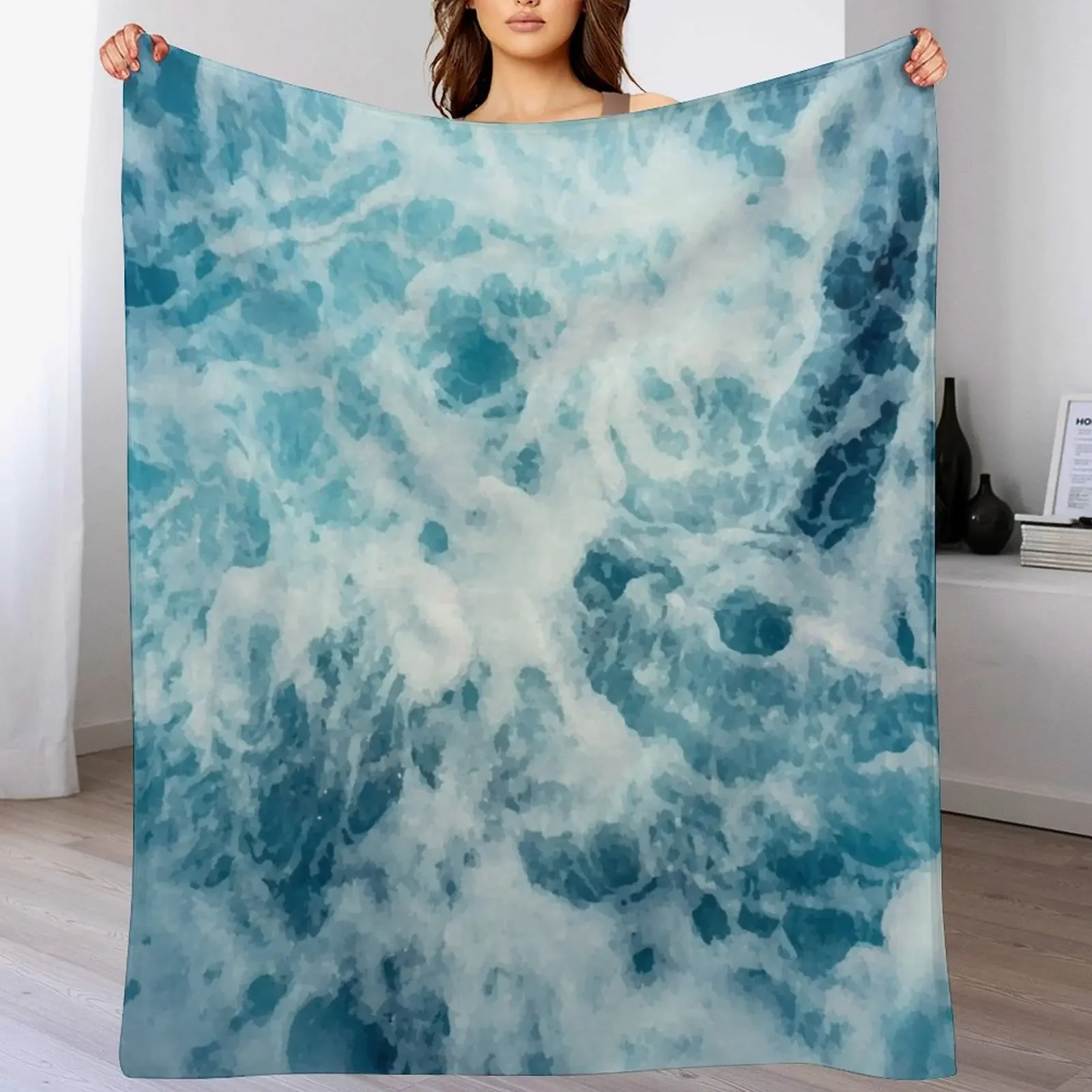 

Ocean blue watercolor Throw Blanket funny gift warm for winter Blankets