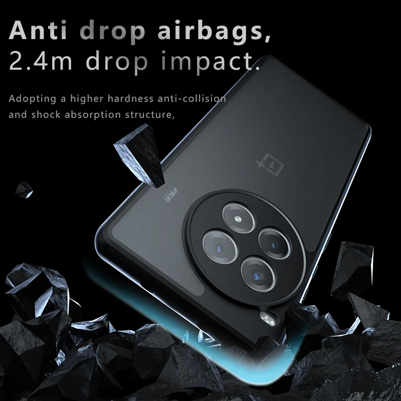 جراب قطرة بسيط مضاد للانزلاق لـ OnePlus ، بصمة الإصبع ، الحماية من السقوط ، مقاوم للصدمات ، 1 + 12R ، كمبيوتر صلب ، TPU ، صقيع ، 1 + 12R