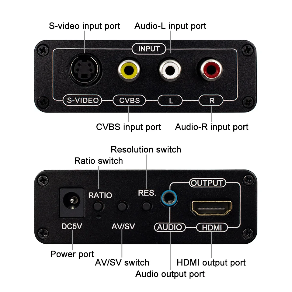 AV S-Video CVBS L/R Audio Video Converter  to HDMI-compatible 3.5mm  Switcher Adaptor AV S-Video Switch for For HDTV PS3 PS4 PC