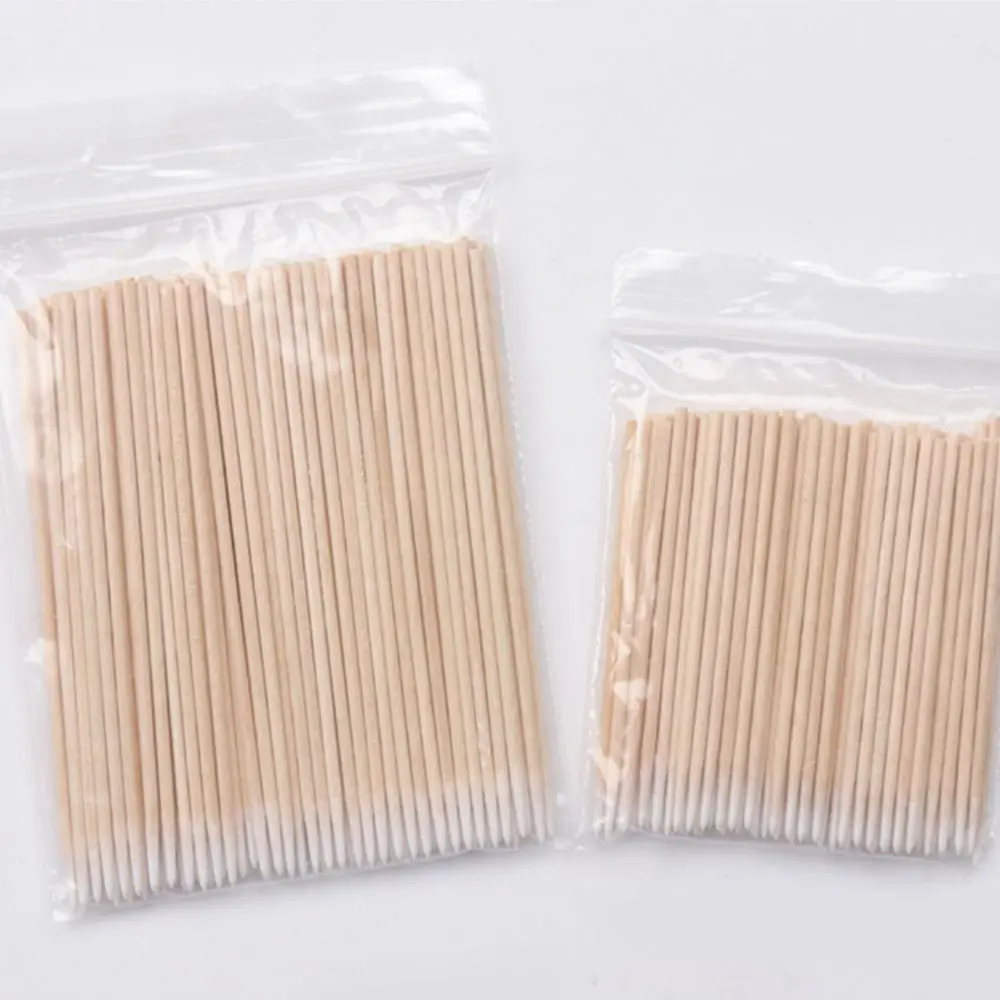 تمديد الغراء إزالة التطريز الوشم لوازم المتاح مسحات القطن تنظيف عصا الخشب أعواد قطنية مسحات فرش صغيرة #2