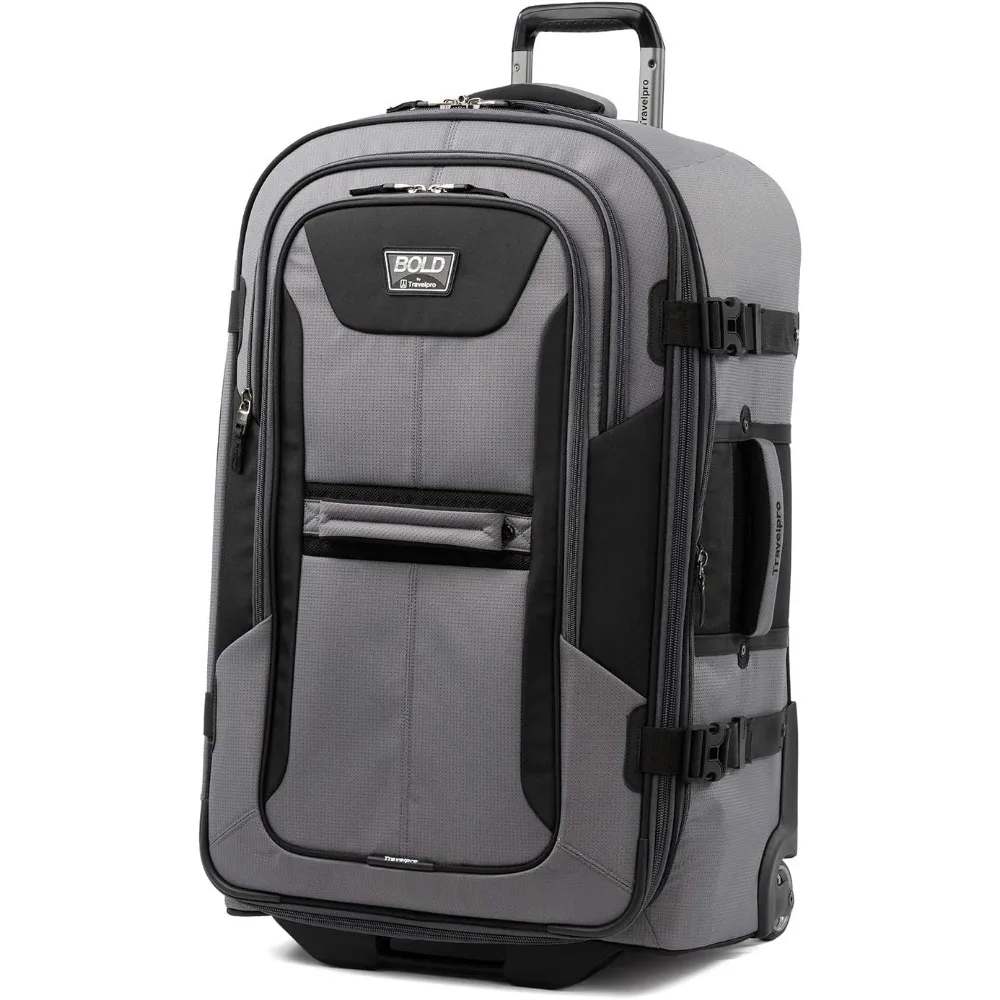 2-Piece Adult Expandable Rollaboard Luggage Set in Grey/Black, Softside Bold Design with Large Capacity for Travel
