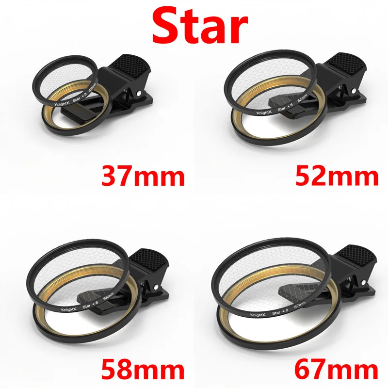 Mobile Phone Glass Star 1X 4X 6X 8X  line Filter For iphone 15 pro lens all smartphones