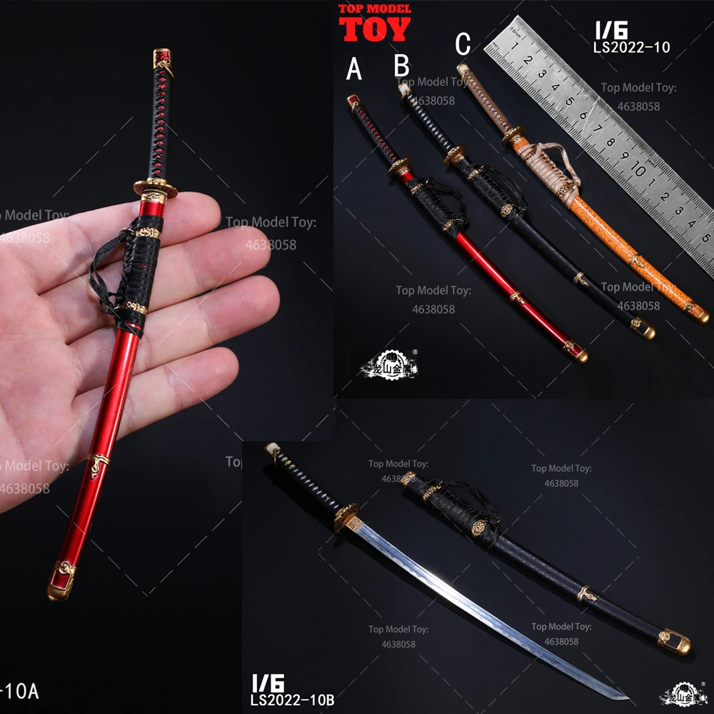 LS2022-10 Model miecza samurajskiego w skali 1/6, nóż, 18 cm, japoński wojownik, akcesoria Sence, pasuje do 12-calowych figurek żołnierzy, lalki.
