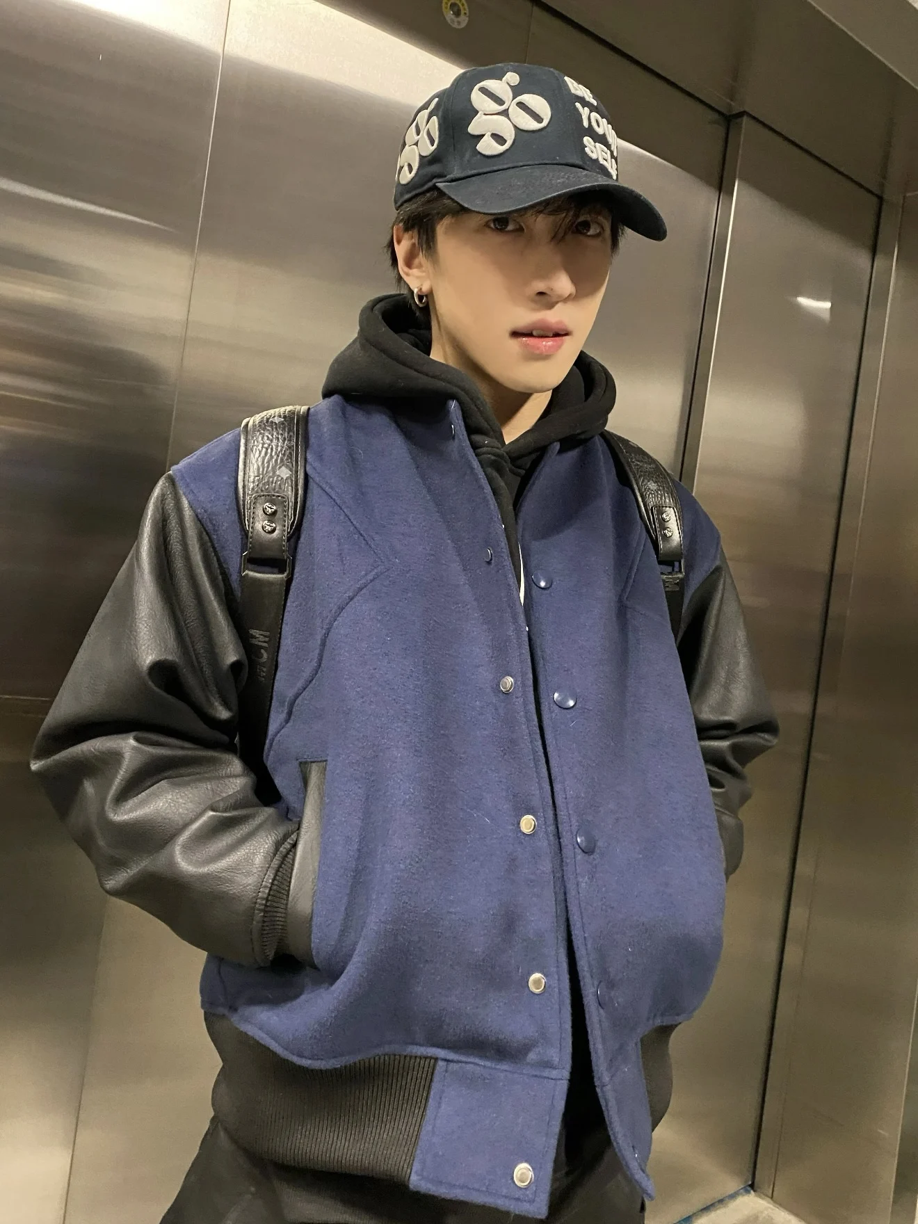 

American Retro Tweed Patchwork Leather Baseball Jaet Men's Autumn Winter Casual Street ort Coat Youth Loose Fit All Match