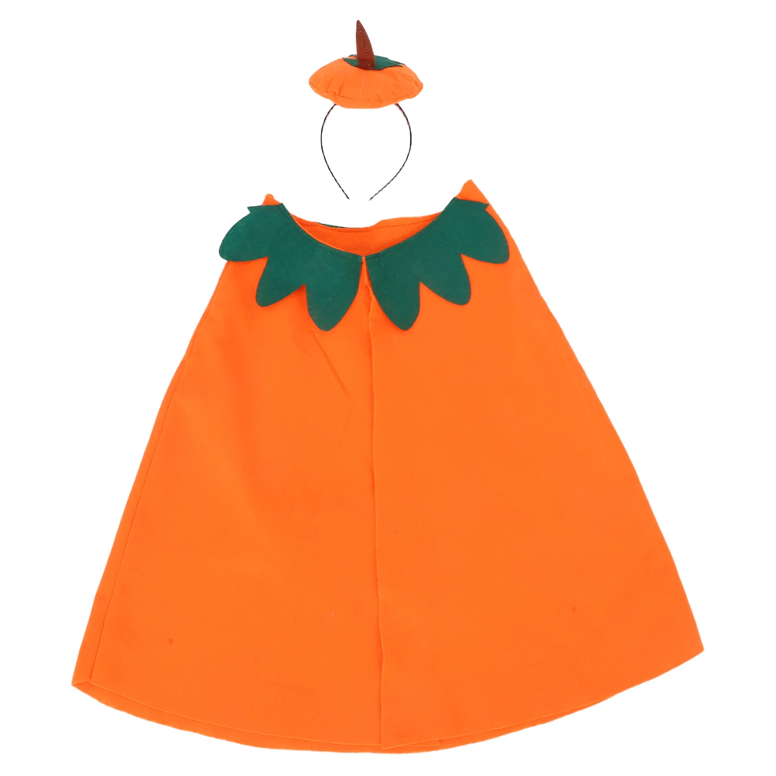 

Pumpkin Cloak Set Cape Costume Halloween Party Accessories Child Headband Lightweight Fabric Breathable Comfortable