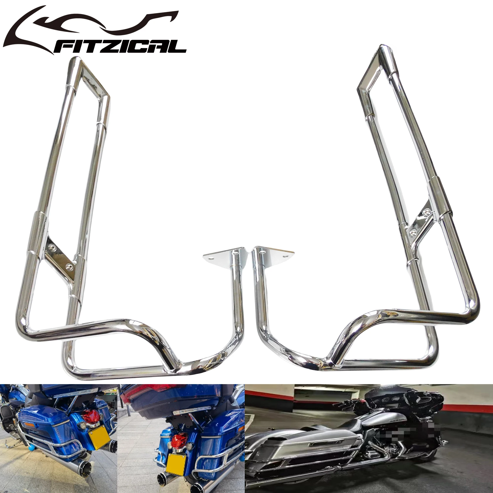 Motocyklowe chromowane szyny ochronne sakwy do Harley Touring Road King Electra przemieszczanie się po ulicy Ultra Classic CVO Limited FLH 2014-Up