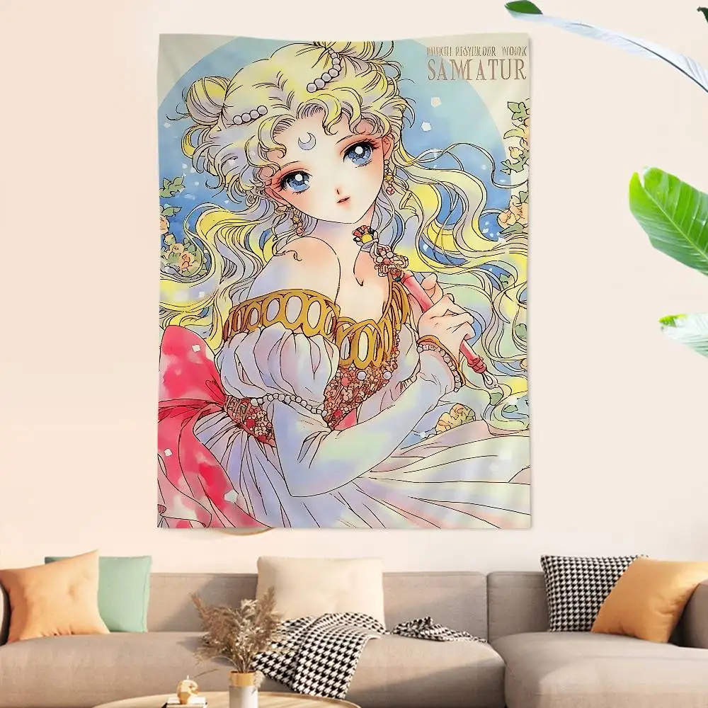Classic S-Sailor M-Moon Cartoon Tapestry Wall Hanging Decoration Household Home Decor