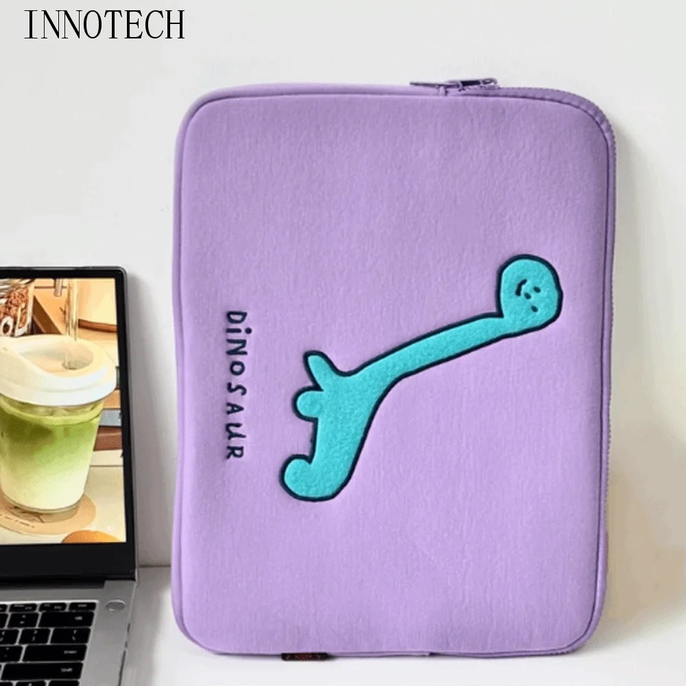 

Portable Dinosaur Cartoon Laptop Bag Purple Shockproof Tablet Sleeve Bag Cute Kawaii Girl Computer Bag Laptop Case