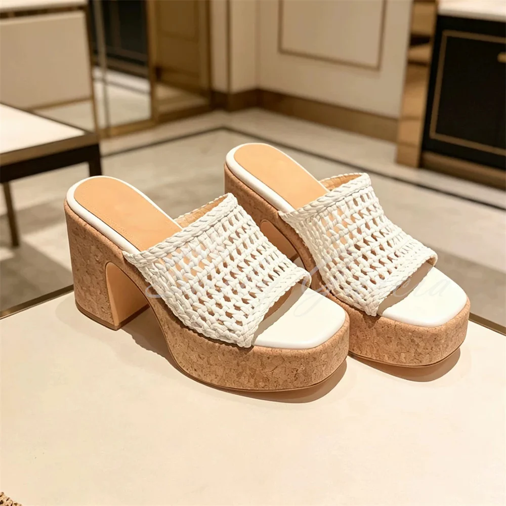 

Ретро-сандалии с эффектом дерева, на толстой подошве 10 см, с вырезами, на массивном каблуке, на платформе, для женщин, праздничные шлепанцы