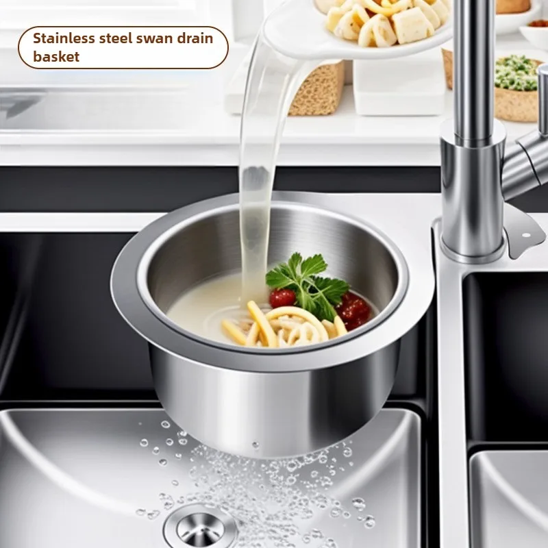 1-10PCS Swan Sink Filter Basket Stainless Steel Hanging Strainer for Kitchen Waste Disposal Faucet Drainage Basket