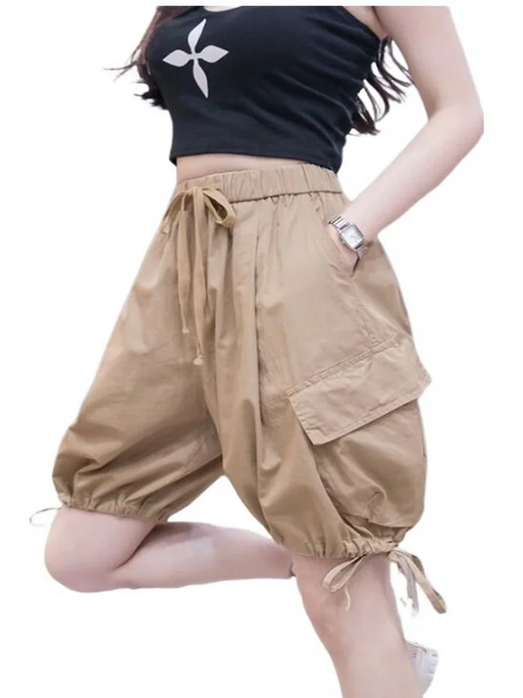 Fashion Shorts Women Summer LooseWide Leg Short Pants Casual  Large Pocket Lantern Pants